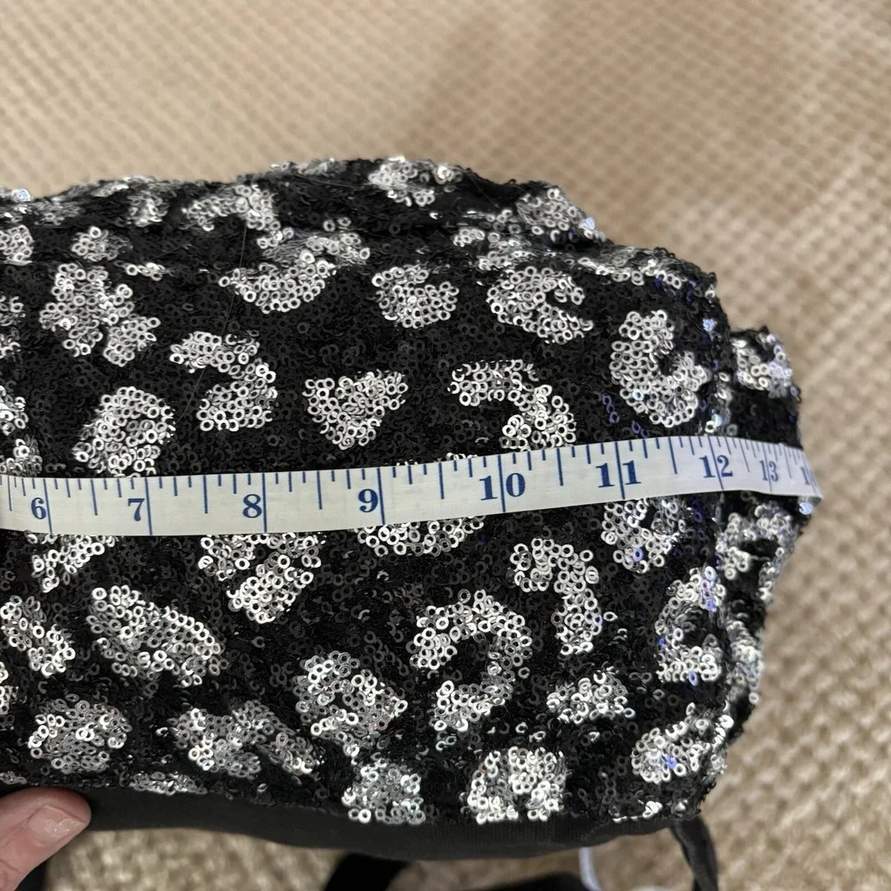 Victoria's Secret PINK BLACK LEOPARD CHEETAH FULL SEQUIN Bling Backpack Rare